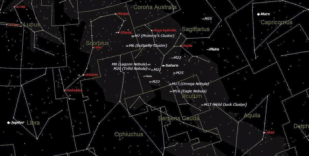 What's Up in the Southern Hemisphere? The star chart below shows the sky in the north over Sydney at 00:30 On July 6 th.