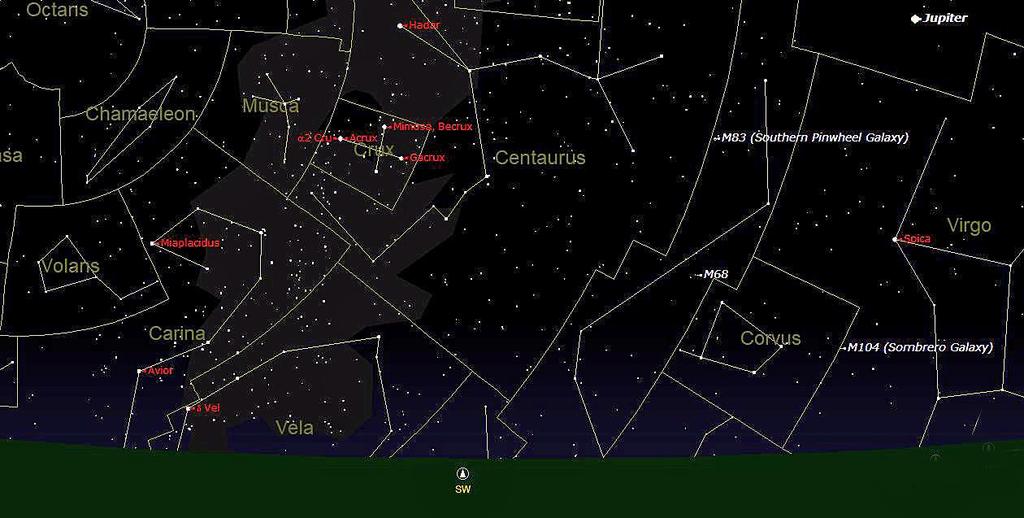If you look in the southwest around the same time you will see what is shown in the star chart below.