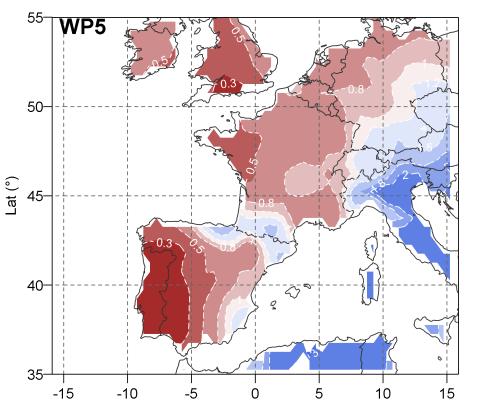 Weather patterns : Pressure and rainfalls (2) WP 5 : Northeast Circulation (7%)