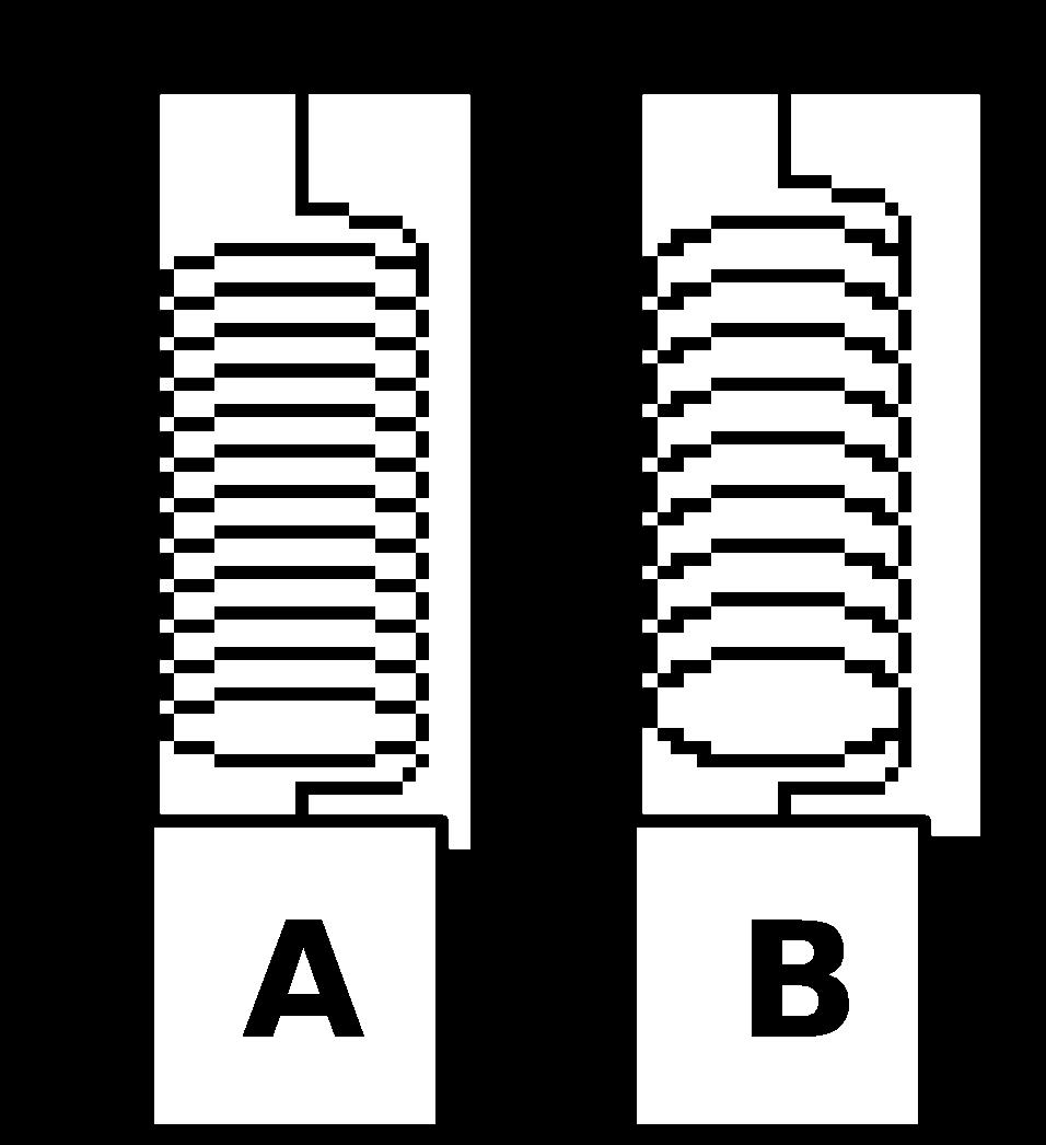 Two different masses are attached to different springs that hang vertically.