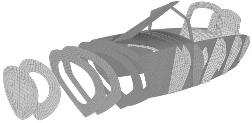 Figure 2.4-4: Mesh of the internal structure of the fuselage Figure 2.