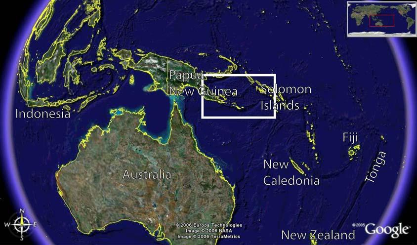 Name: The Woodlark Basin as a Natural Laboratory for the Study of the Geological Sciences Figure 1: The Woodlark Basin region (heavy white box) is sandwiched between Papua New Guinea and the Solomon