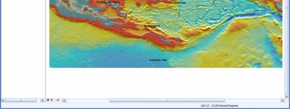 Topography (above sea level) is shown by blue-gray (lowest) through brown (highest) colors. Bathymetry (below sea level) is shown by red (shallowest) through blue (deepest) colors.
