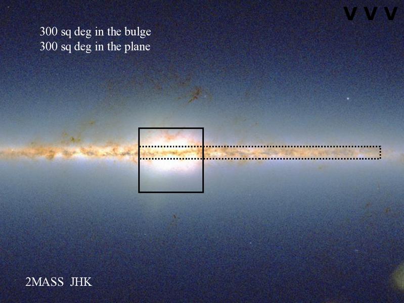 THE VVV SURVEY VISTA Variables in the Via Lactea (VVV) is a public IR variability survey of the Milky Way bulge and an adjacent section of the mid-plane.