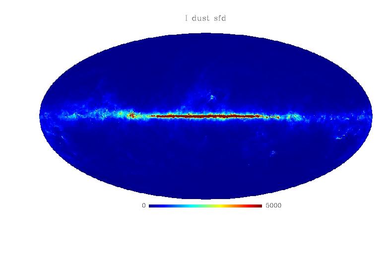 Galactic polarized foregrounds synchrotron emission (408 MHz) [Haslam et al, 1982] relativistic electron thermal dust emission