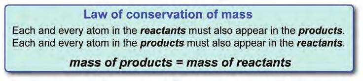 Section 10.1 Equations Conservation of mass reactions conserve mass The number of atoms in a reaction does not change One of the fundamental properties of chemistry is conservation of mass.