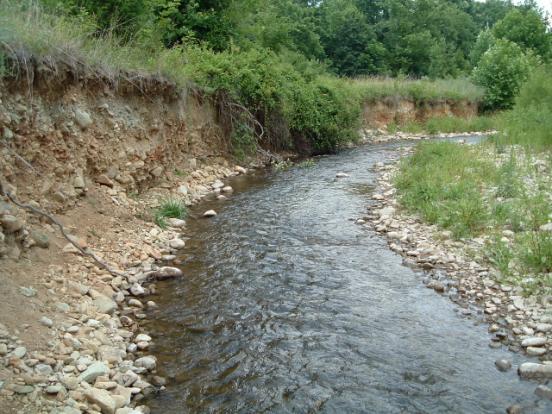 Channel The shape of a river channel depends on how much water has been flowing in it for how long, over what kinds of soil or rock, and through what vegetation.