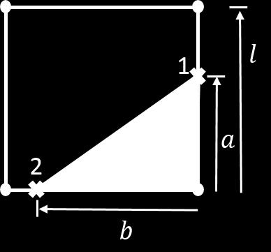 The values of a and b are the bonded length and l is the element length. A spring,1 and A spring,2 are equal to the area fraction assigned to points 1 and 2 in Fig. 3.12.
