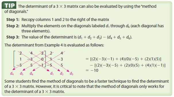 5 #34 Evaluate the determinant of the matrix and state whether the matrix