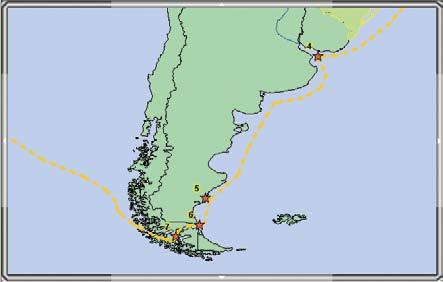 Our World GIS Education: Q23 What is the name of Stop 5? San Julian Magellan faced mutiny at this stop.