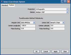 In the Select Coordinate System window, click the Custom tab. 3.