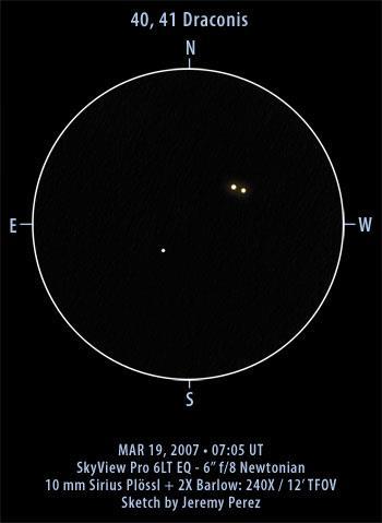 40 & 41 Draconis Double Star in Draco What s Up Suggested Objects A Binary star system formed of two creamy coloured stars located high in the