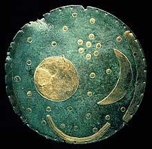 It has many names and is the first known depiction of a star cluster, on a greenish German bronze age artifact called the Nebra sky disk The name Pleiades probably comes from the Ancient Greek plein