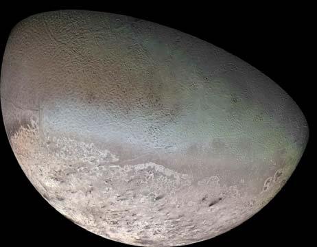 nightwatch NASA Space Place Astronomy Club Article Page 4 The Voyager 2 mission captured this image of Triton. The black streaks are created by nitrogen geysers.