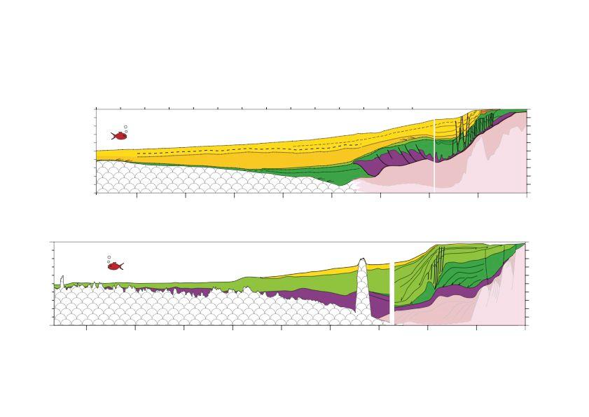 Long-term evolution of W. Africa deep-sea fans Congo-Angola: Cenozoic deep-sea-fan 0km 5km 10km synrift Cont.