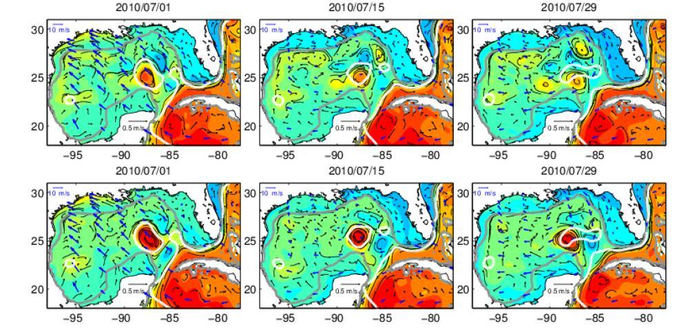 OI v.s. LETKFs forecasts Initial state 2-week later 4-week later OI SSH SST 200m isobath LETKF SSH SST On July 1st, an eddy separated from the LC and began to (very slowly) propagate westward.