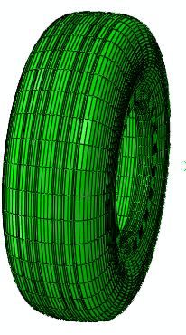 Thermo-mechanical Modelling of the Aircraft Tyre Cornering 29 Fig.2.3-D fully coupled thermo-mechanical model 3. Static simulation 3.1. Cross section mesh In previous papers [Kongo at al.
