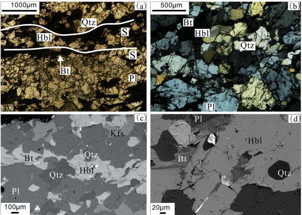 Experimental samples and methods Material was foliated with well developed lineation Microstructures were examined using polarizing optical microscope and SEM Qtz grains displayed irregular