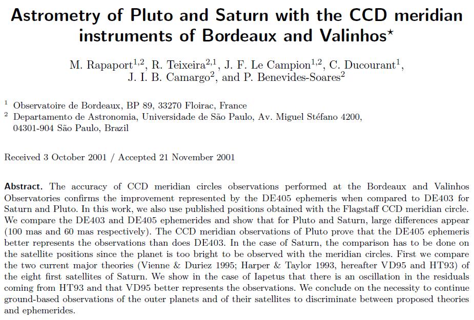 Further applications (2): Astrometry of main planets SAS: large dynamic