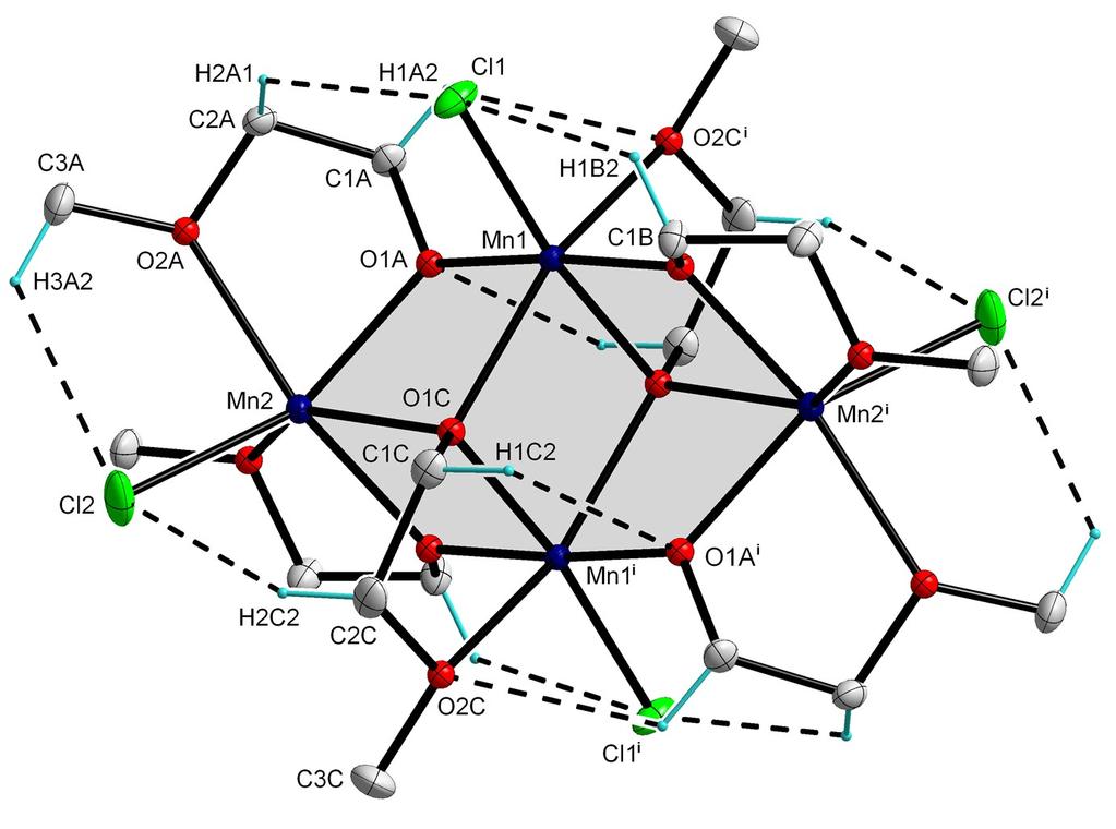 Figure S4. Intramolecular hydrogen bonds drawn with dashed lines in the molecular structure of complex 2.
