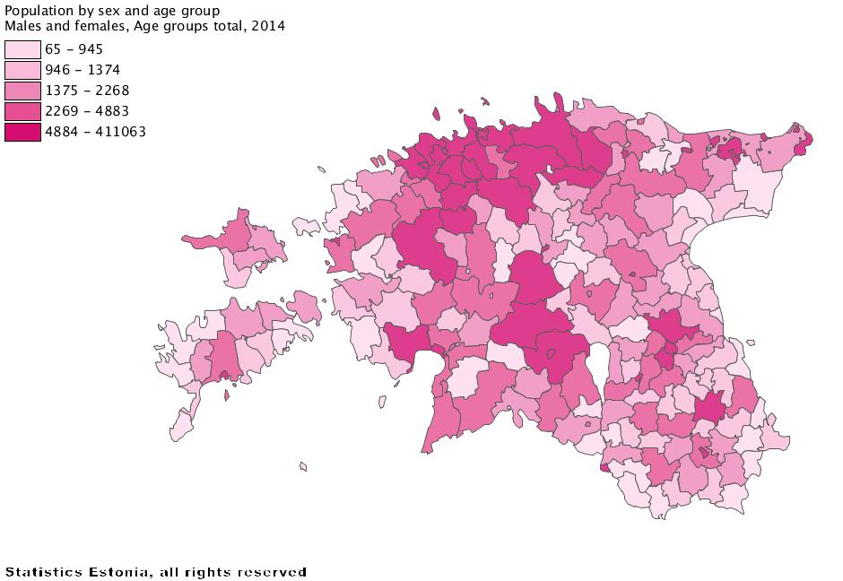 Median population size of a local municipality in 2014: 1694 Each