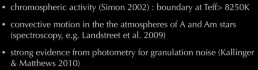 Granulation observed in A type stars chromospheric activity (Simon 2002) : boundary