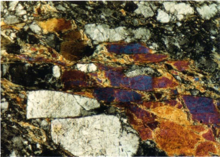 A) offset plagioclase grain, diagonal approximately 1.
