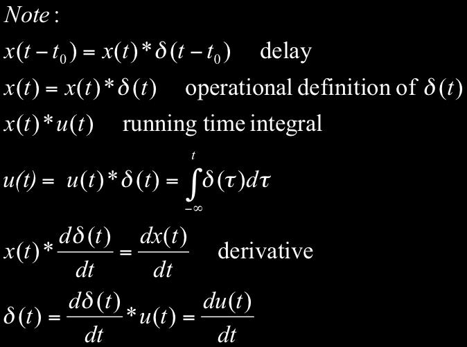 Continuous (Convolution integral) directly analogous to discrete case each impulse in sifting integral drives an impulse response; like discrete case but infinitely close together manual method 1.