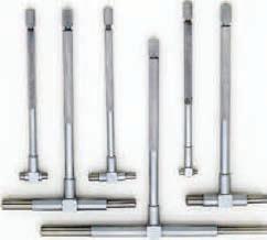 GAGES Telescoping Gage Sets Spring-loaded plunger expands within the bore (or groove), allowing determination of the internal diameter With a knurled clamp Set Inch Metric Code No.