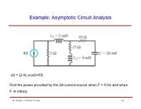 Example: Asymptotic Circuit Analysis i(t) i(t) = (2 A) cos(2πft) Find the power provided by