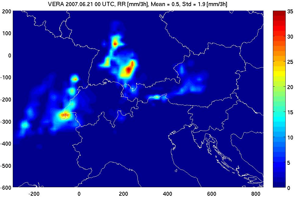 Example: Core case of 20-22 June 2007 (obs) Convective events North of