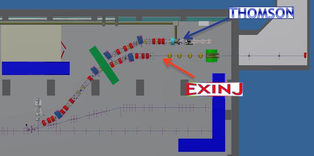 Figure 1: CAD drawing of the PlasmonX electron beam transfer lines layout.