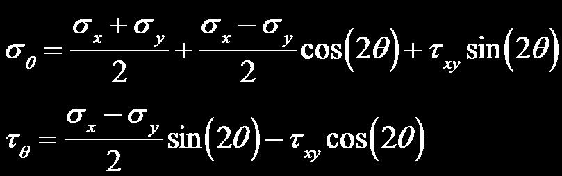 Inverse Problem Given the directions and principal stresses σ and, to find the σ stresses in a plane