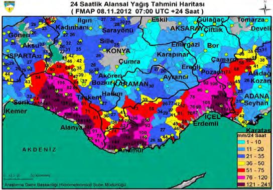 An analysis of the storm by the Turkish Meteorological Service showed that the Black Sea Middle East Flash Flood Guidance (BSMEFFG) system performed
