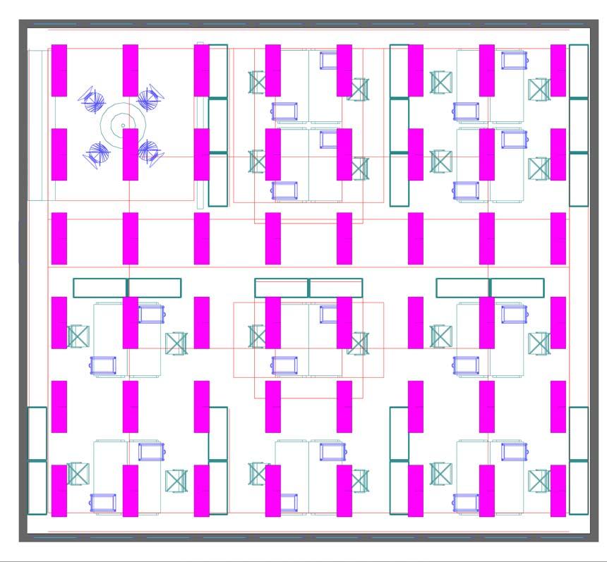 Quadrature LED - orthogonal - 7W.1 Description, Quadrature LED - orthogonal - 7W.1.1 Floor plan 1 1 1 : 1 Room data: Reflectance: Structural elements W1 : 13.5 5. % Pi : Pillar W :.15 5.