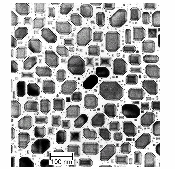 PARTICLES SIZE, SHAPE, MORPHOLOGY AND DISPERSION Pd particles on MgO Transmission Electron Microscopy of Pd particles grown on MgO single crystal (insulating) generated by metal