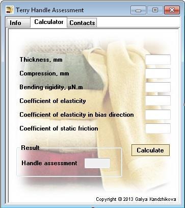 3. Automated calculation of the assessment For facilitating the putting into practice the methodology a software application has been developed that automatically calculates the terry fabric handle