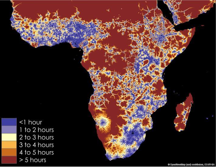 AFRICA S URBANIZATION AND ITS PROMISE (AND CHALLENGE) Travel time to the nearest city in many parts of SSA continue