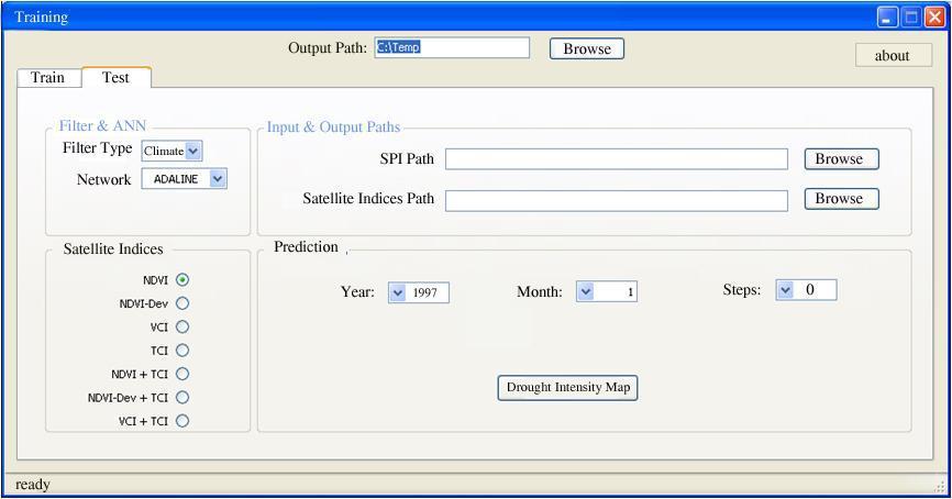 Software Designed for Running ANN for Drought Prediction Training Box of