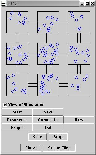 368 J. E. Rowe and R. Gomez Figure 1. Screenshots of simulator showing long-term behavior with a low chat probability. Left: with no bars. Right: with one bar.