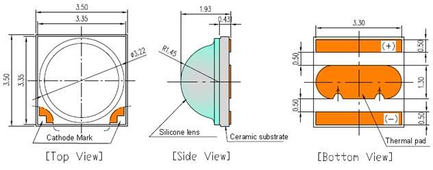 22 4. Outline Drawing & Dimension Anode Cathode Measurement unit: mm Tolerance: ±0.