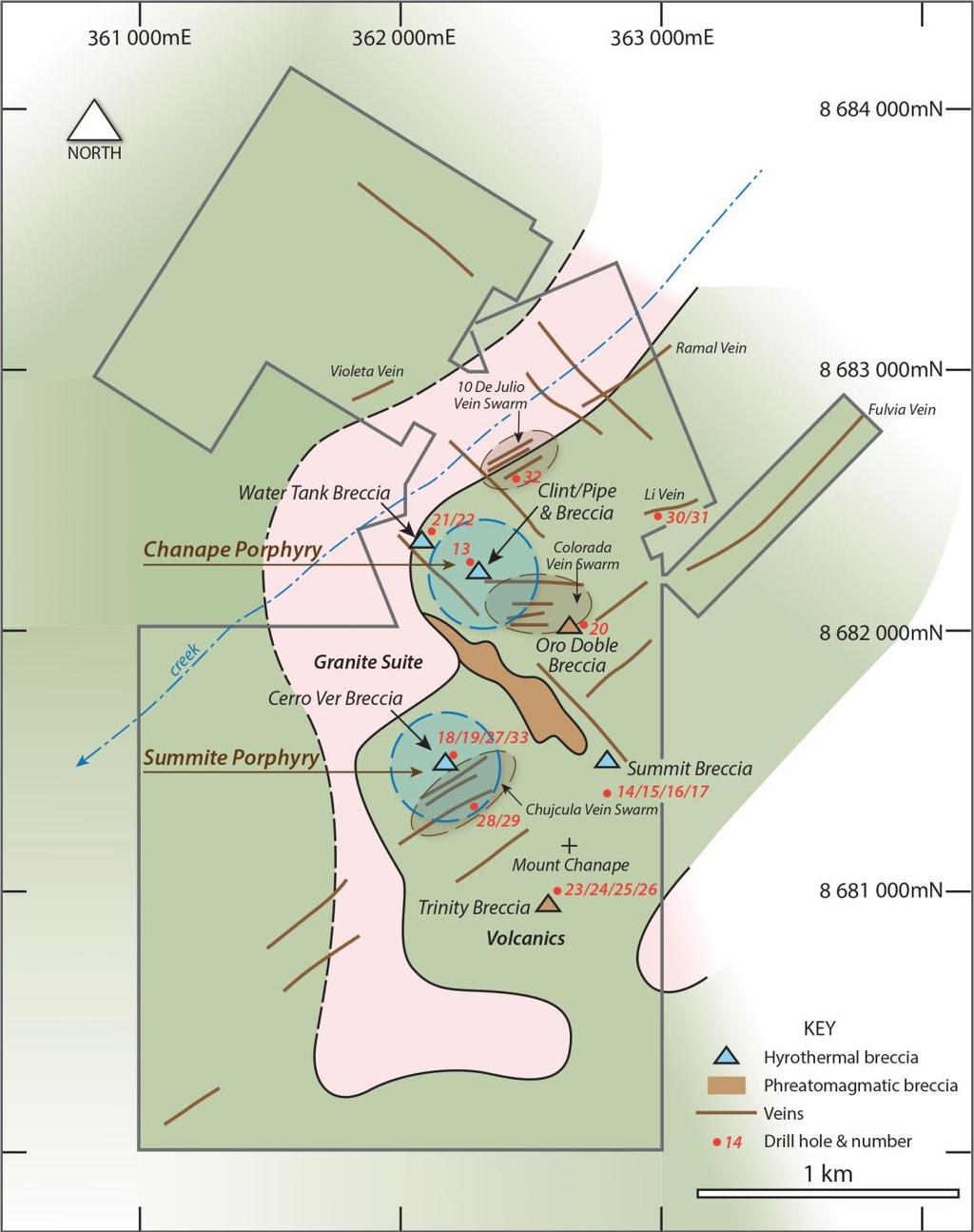 Figure 6: Simplified geology of the Chanape Project area.