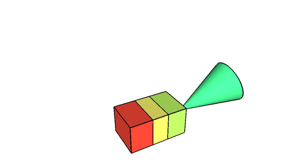 Figure 6: Left : One-side irradiation target, composed of one layer of ablator (green), one layer of the sample of interest (yellow) and one layer of tamper (red).