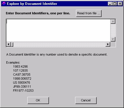 Document Identifier Search Maximum of 25 numbers Enter the unique numbers that identify specific documents here.