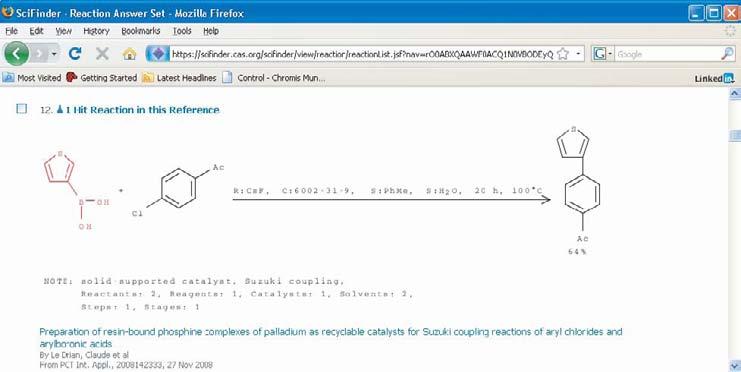 Searching for Information on Chemical Reactions 171 Figure 7.21 Query to refine reactions to those which contain heterocyclic boronic acid derivatives.