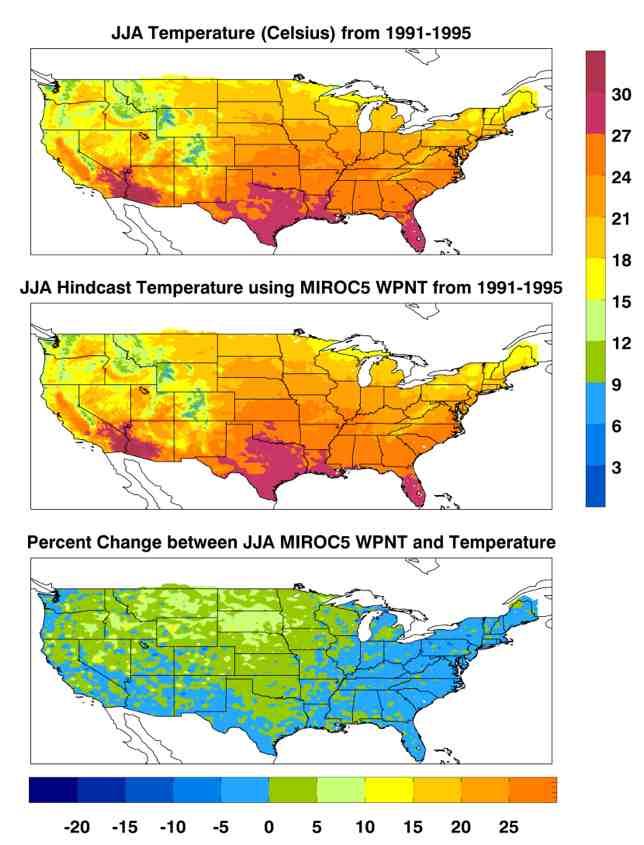 Observations-based and Hindcast, June-July-August U.S. Precip.