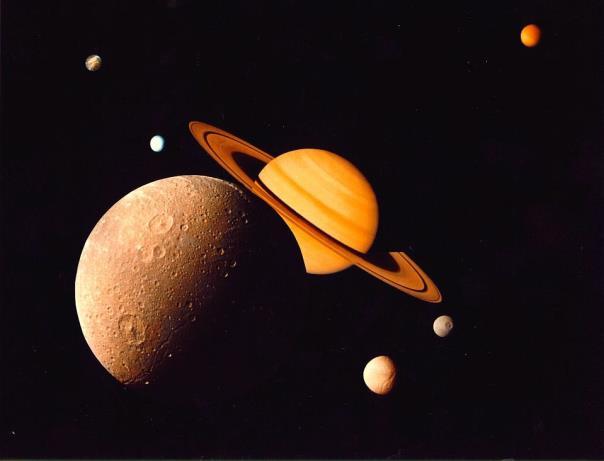 Saturn s Moons Key Ideas: Saturn is the second largest Jovian Planet Gas planet much like Jupiter 62 moons (13 larger than 50 km in diameter) Titan only giant moon Largest of Saturn s moons Thick