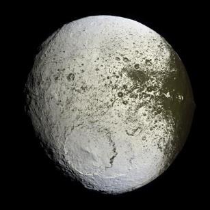 Iapetus (1460km diameter) One hemisphere is the darkest surface in the solar system, the other is one of the most