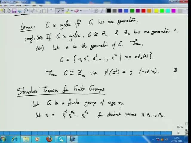 (Refer Slide Time: 27:08) So, we call a finite group cyclic group if it is isomorphic to Z n.