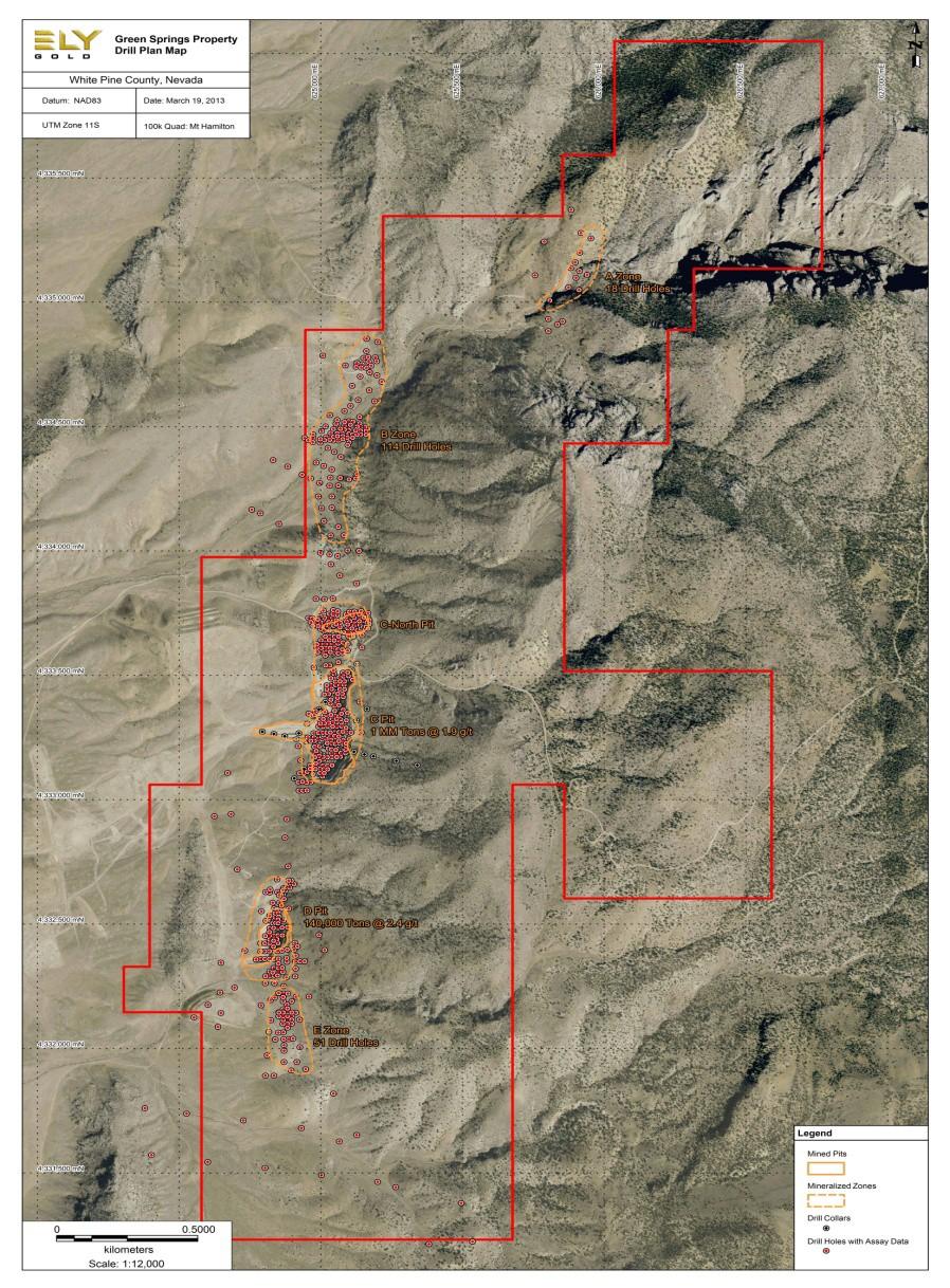 GREEN SPRINGS USMX DRILLING Data compilation from USMX data including: ~680 drill holes Historical Data, Non 43-101 Multiple targets yet to be tested Lower stratigraphic units mostly untested